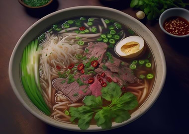 Asian pho noodle soup
