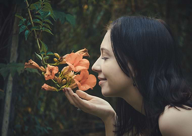 flowers and girl