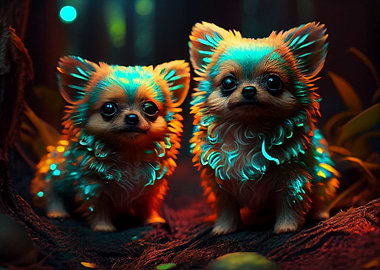 Colorful puppies