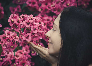 girl and flowers