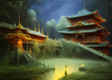 A dark Japanese palace