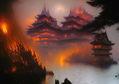 A dark Japanese palace