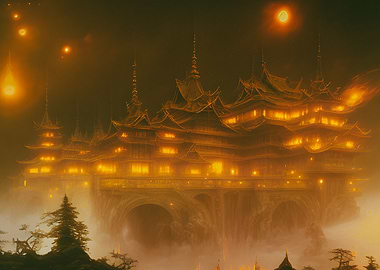 A dark Japanese palace