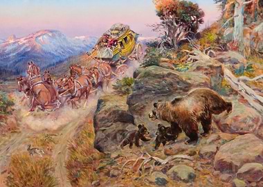 Grizzly Bear With Cubs