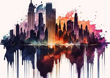 City watercolor