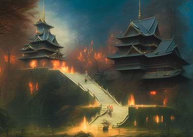 A dark Japanese palace