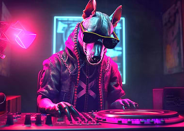 Cyberpunk dog dj