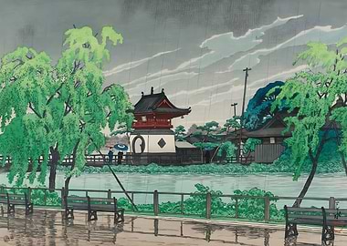 Shinobazu Pond in Rain