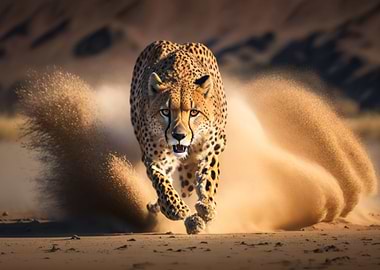 Cheetah running on camera