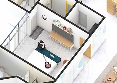 apartment interior blow up