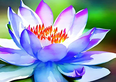 Blue and white water lily