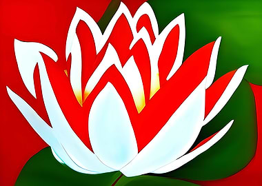 Red and white lotus flower