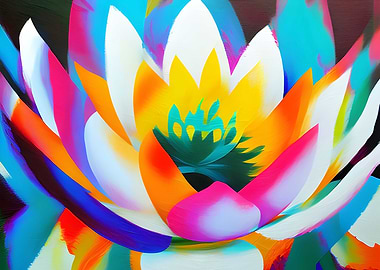Colorful flower on a lotus