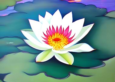 Art water lily in a pond