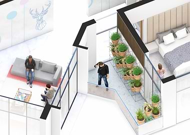 Isometric view of terrace