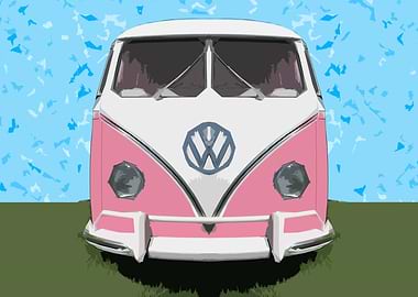 VW Kombi Van in Pink