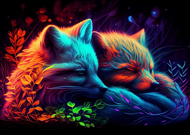 Colorful wolf cubs