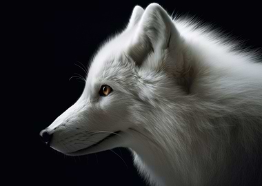 White Fox Portrait Dark