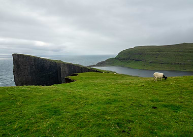 Green cliffs Faroe islands
