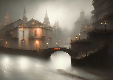 A river in a dark city