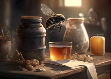 Honeybee still life