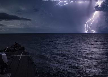 Lightening on the sea