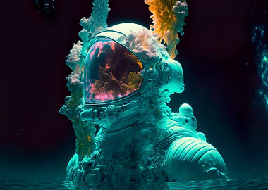 Astronaut in galaxy helmet