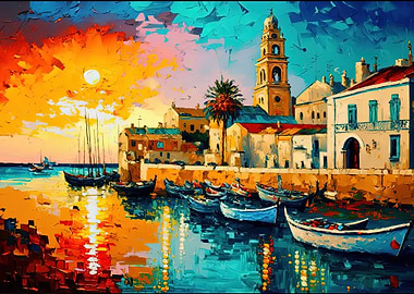 cities malta oil painting