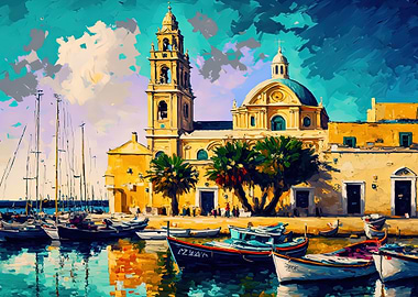cities malta oil painting