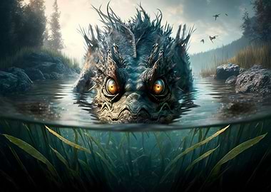 Mystical creature emerging