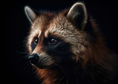 Raccoon black background