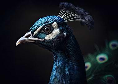 Peacock black background