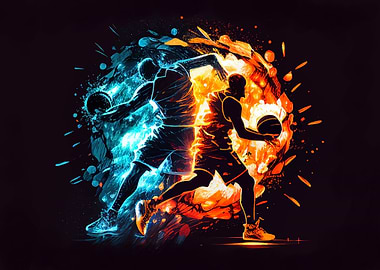 Abstract basketball battle