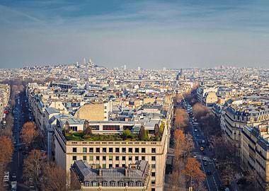 Aerial Paris cityscape