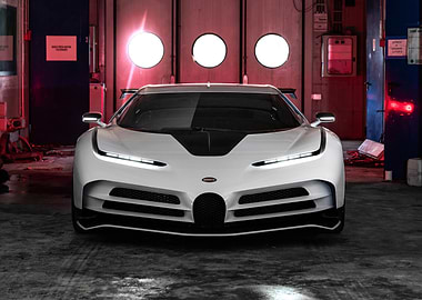 White Bugatti Sport Car