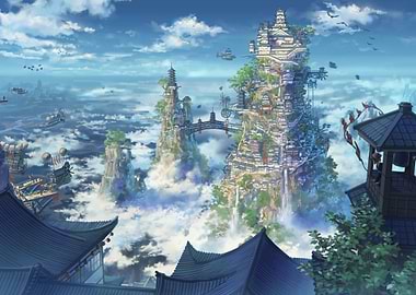 Anime city in sky