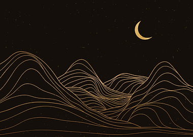 Mountain desert line art