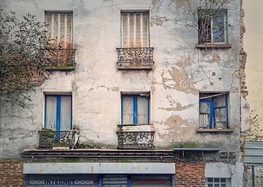 Abandoned building facade