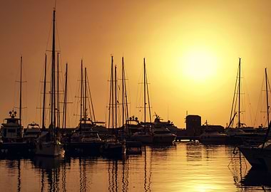 Harbor Sunset Boats Sea