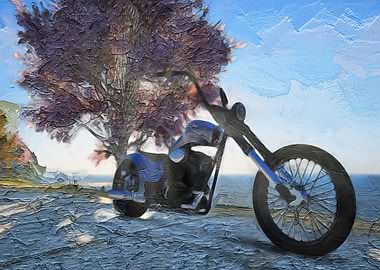 Custom Chopper at Ocean