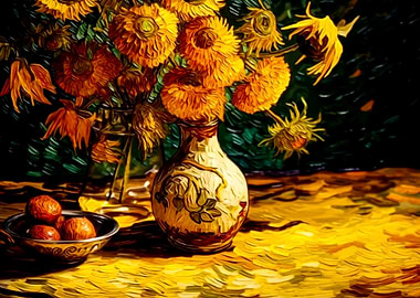 Sunflower Vangogh style