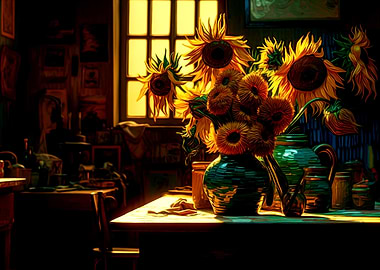 Sunflower Vangogh style