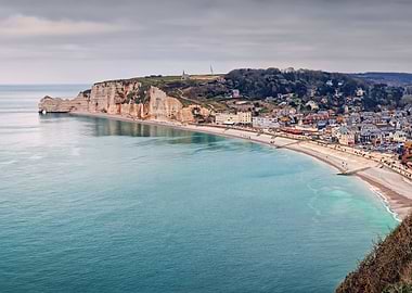 Etretat village panorama