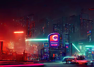 Cyberpunk neon city
