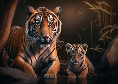 Tiger with cub