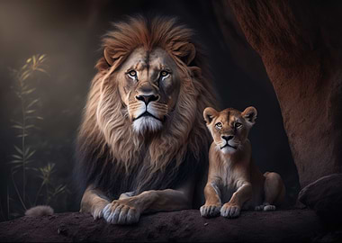 Lion with cub