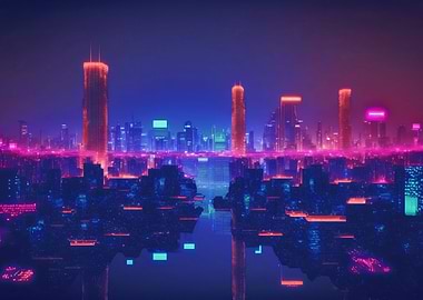 Cyberpunk neon city