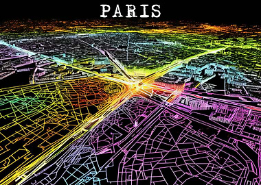 France Paris Map Neon