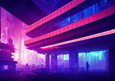 Cyberpunk neon city