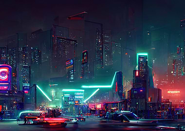 Cyberpunk neon city